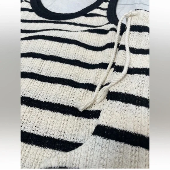 NEW‎ H&M black cream striped woven knit tank top & pant trousers Woman’s Size M - Picture 15 of 16